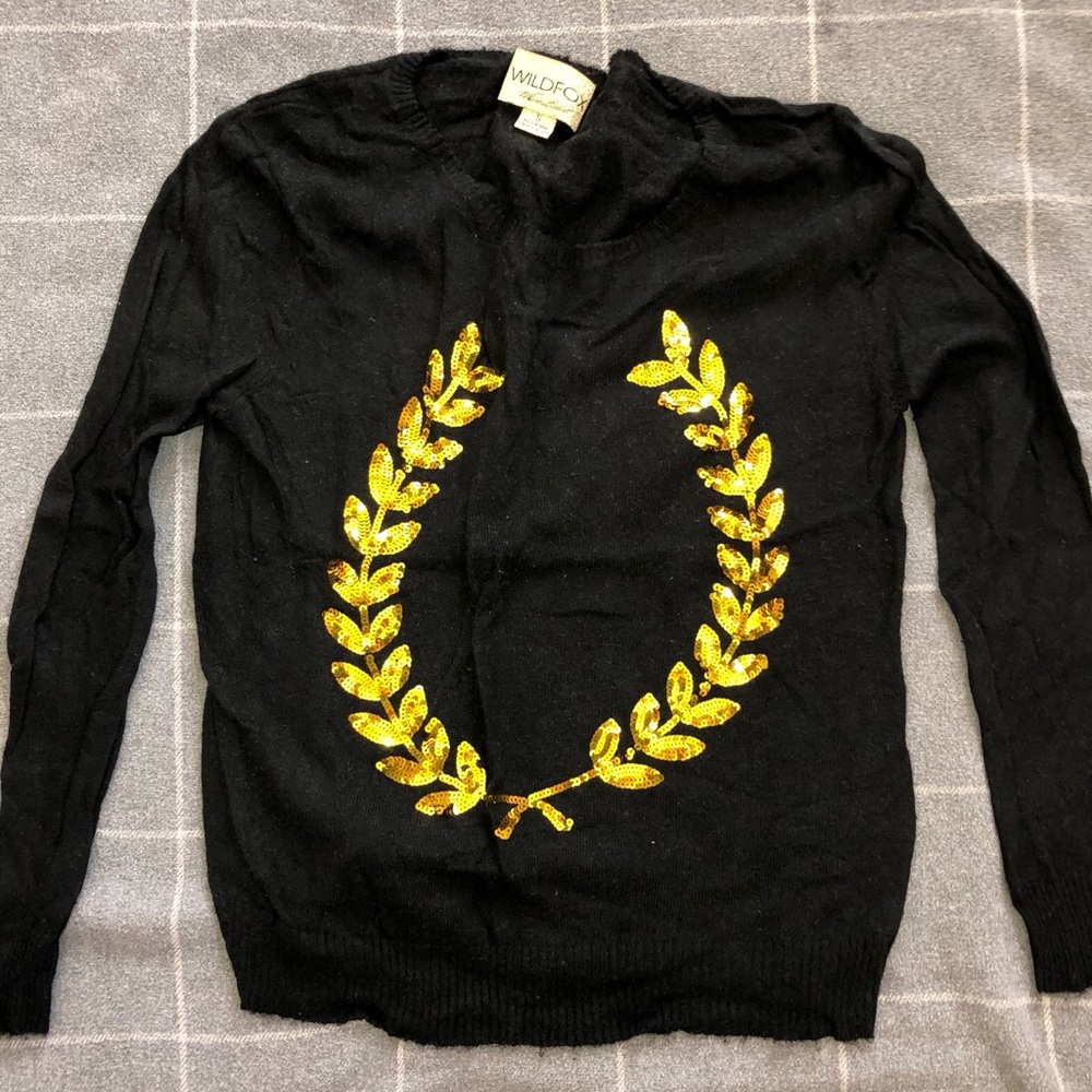 Wildfox sweater with gold sequins Small